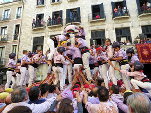 Fires 2019. La Diada Castellera a la pla&ccedil;a del Vi, amb els Marrecs de Salt, els Capgrossos de Matar&oacute; i els Minyons de Terrassa