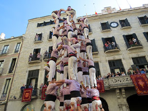 Fires 2019. La Diada Castellera a la pla&ccedil;a del Vi, amb els Marrecs de Salt, els Capgrossos de Matar&oacute; i els Minyons de Terrassa