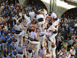 Fires 2019. La Diada Castellera a la pla&ccedil;a del Vi, amb els Marrecs de Salt, els Capgrossos de Matar&oacute; i els Minyons de Terrassa
