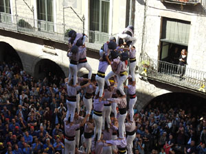 Fires 2019. La Diada Castellera a la pla&ccedil;a del Vi, amb els Marrecs de Salt, els Capgrossos de Matar&oacute; i els Minyons de Terrassa