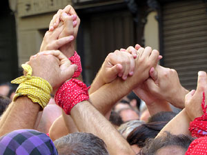 Fires 2019. La Diada Castellera a la pla&ccedil;a del Vi, amb els Marrecs de Salt, els Capgrossos de Matar&oacute; i els Minyons de Terrassa