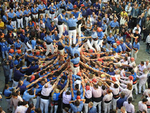 Fires 2019. La Diada Castellera a la pla&ccedil;a del Vi, amb els Marrecs de Salt, els Capgrossos de Matar&oacute; i els Minyons de Terrassa