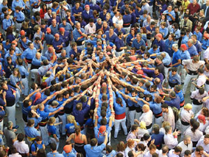 Fires 2019. La Diada Castellera a la pla&ccedil;a del Vi, amb els Marrecs de Salt, els Capgrossos de Matar&oacute; i els Minyons de Terrassa