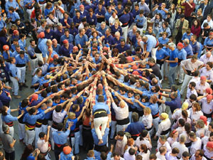 Fires 2019. La Diada Castellera a la pla&ccedil;a del Vi, amb els Marrecs de Salt, els Capgrossos de Matar&oacute; i els Minyons de Terrassa
