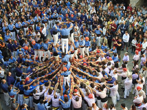 Fires 2019. La Diada Castellera a la pla&ccedil;a del Vi, amb els Marrecs de Salt, els Capgrossos de Matar&oacute; i els Minyons de Terrassa