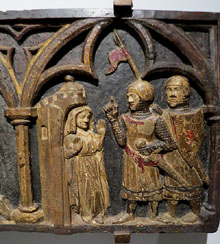 Tapa del sepulcre de Sant Narcís. Detall. Segle XIV