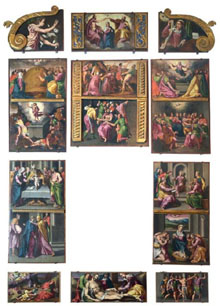 Retaule dels Misteris del Rosari. Joan Sanxes Galindo. 1550-1600. Oli sobre fusta