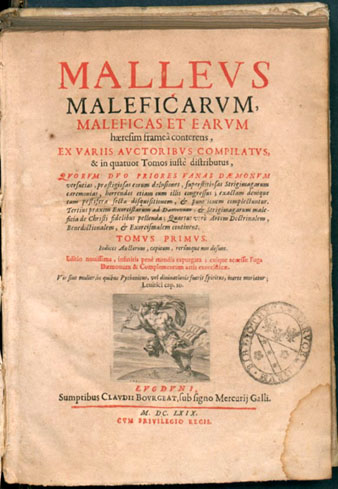 Portada de 'Malleus Maleficarum' (Martell de les Bruixes). Heinrich Kramer i Jakob Sprenger. 1486