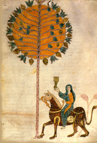 Foli 63 del Beatus, amb una imatge que fa referència a 'un gran senyal: una dona vestida de Sol'