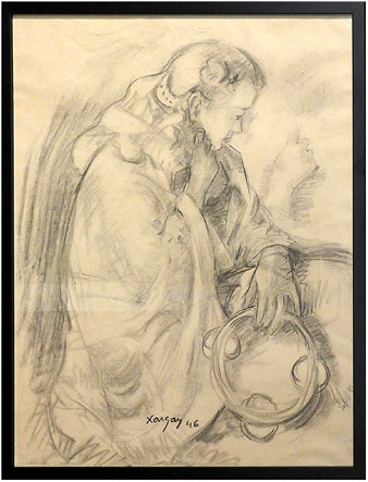 Esbós de gitana. Emília Xargay i Pagès. 1946. Dibuix sobre paper