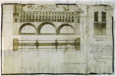 Projecte del pont d'Isabel II, actual pont de Pedra, realitzat per José Cabot el 1830