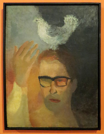 Retrat d'en Ricard amb colom al cap. Esther Boix Pons. 1966