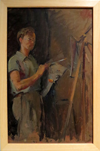 Jordi Fornas pintant a Llotja. Albert Sangrà Domènech. 1947