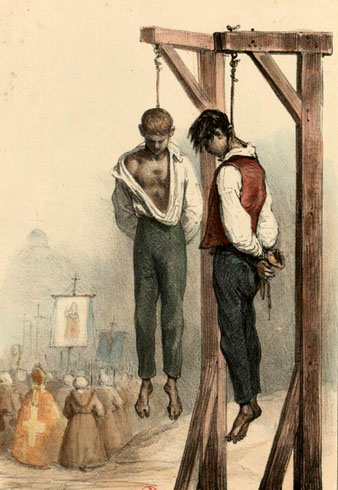 Dos nois penjats. Ca. 1830
