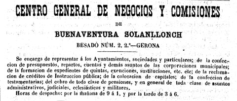 Anunci publicat al diari 'La Nueva Lucha' el 4/1/1889