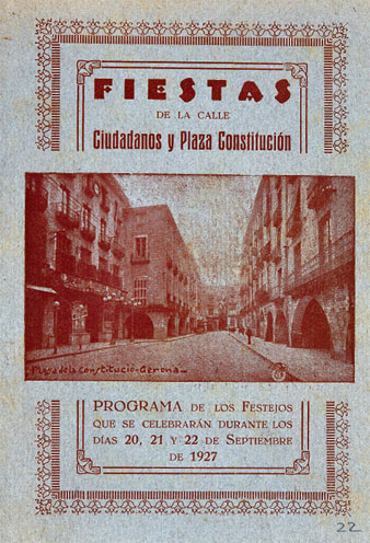 Programa de Festes del carrer Ciutadans i plaça Constitució, que es celebren durant els dies 20, 21 i 22 de setembre de 1927