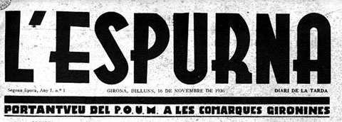 Capçalera del primer número del periòdic 'L'Espurna' de 16/11/1936