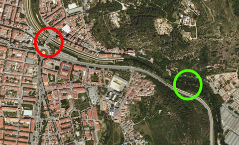 Les dues localitzacions del Pontem Fretum. A l’esquerra, la tradicional i, a la dreta, la proposada