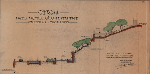 Plànol de suport per a l'elaboració del projecte Passeig Arqueològic 2a Fase. Arquitecte Pons Sorolla. 1960