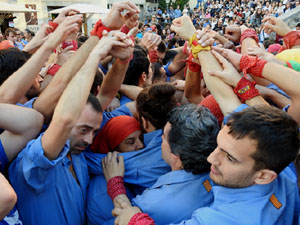 Fires de Sant Narcís 2023. Els Castells de Vigília amb els Marrecs de Salt, Colla Castellera de Madrid  i la Colla Castellera Esperxats de l'Estany