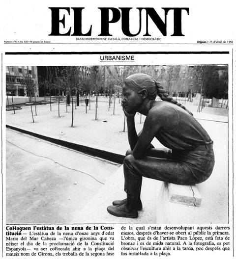 Inauguració de l'escultura. Article publicat al diari 'El Punt' el 24 d'abril de 1991