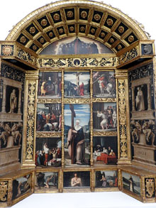 Pere Fernández, Antoni Norri i Antoni Mateu. Retaule de Santa Elena. Girona, 1519-1521. Pintura a l'oli i al tremp sobre fusta, fusta tallada i daurada