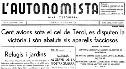 Portada de l'Autonomista del 8 de febrer de 1938, amb l'article Refugis i jardins de Carles Rahola