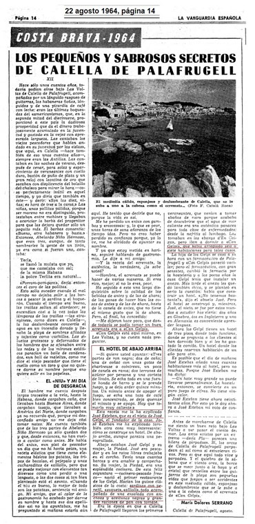 Article de Maria Dolores Serrano a 'La Vanguardia'. 22 d'agost 1964