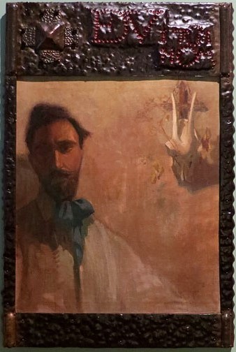 Joan Baptista Coromina. Retrat de Rafael Masó. 1908. Oli sobre tela i llautó repussat. Col. Esperança Sánchez Masó, Girona