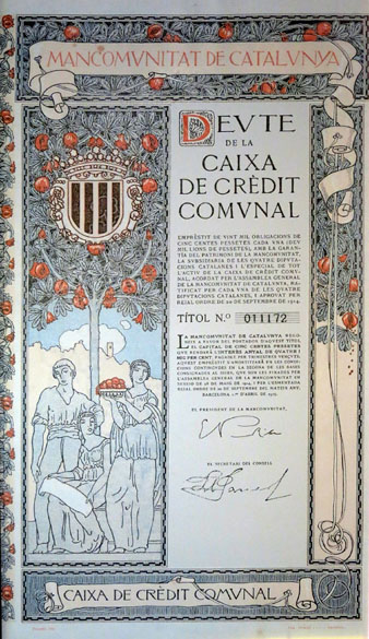 Mancomunitat de Catalunya, deute de la Caixa de Crèdit Comunal. 1915