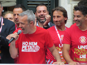 Ascens del Girona FC i el Bàsquet Girona. Rebuda a la plaça del Vi