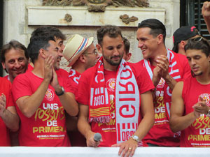 Ascens del Girona FC i el Bàsquet Girona. Rebuda a la plaça del Vi