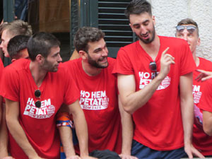 Ascens del Girona FC i el Bàsquet Girona. Rebuda a la plaça del Vi