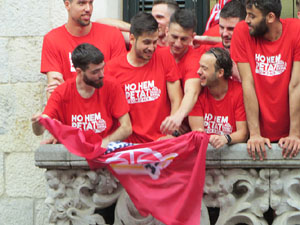 Ascens del Girona FC i el Bàsquet Girona. Rebuda a la plaça del Vi