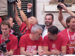 Ascens del Girona FC i el Bàsquet Girona. Rebuda a la plaça del Vi