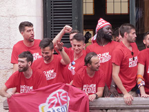 Ascens del Girona FC i el Bàsquet Girona. Rebuda a la plaça del Vi