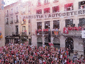 Ascens del Girona FC i el Bàsquet Girona. Rebuda a la plaça del Vi