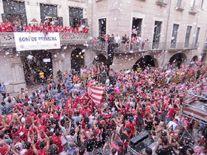 Ascens del Girona FC i el Bàsquet Girona. Rebuda a la plaça del Vi