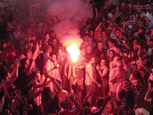 Ascens del Girona FC i el Bàsquet Girona. Rebuda a la plaça del Vi