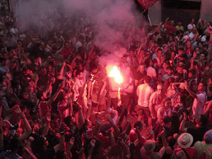Ascens del Girona FC i el Bàsquet Girona. Rebuda a la plaça del Vi