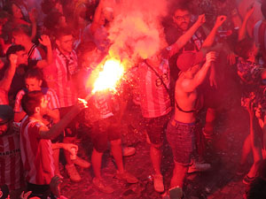 Ascens del Girona FC i el Bàsquet Girona. Rebuda a la plaça del Vi