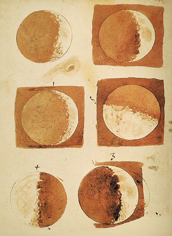 Esbossos de la Lluna. Il·lustració del llibre e Galileu 'Sidereus nuncius', 1610