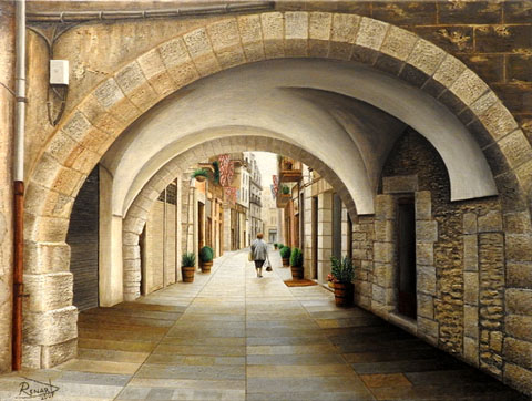 El carrer Mercaders de Girona. Obra de l'exposició