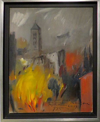 Vilabertran, 1983. El seu primer quadre de la quarentena, signat el mateix dia que feia quaranta anys, dedicat a la seva dona, la Paquita. 41 x 33