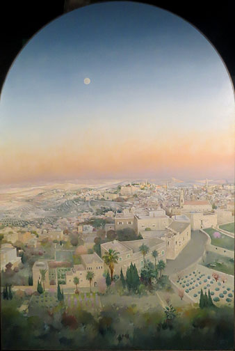 Betlem, 2000. Betlem al captard, amb la sortida de la Lluna, que simbolitza la nit en què els pastors van rebre la bona nova. 300 x 200