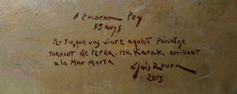Dedicatòria del quadre 'El Mar Mort', 2013. 130 x 180