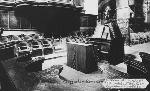 Detall del Cor de l'església de Sant Feliu, destruït durant la Guerra Civil. 1911