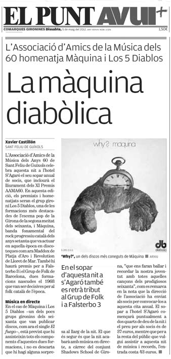 Homenatge a Los 5 Diablos. Diari 'El Punt-Avui', 5/5/2012