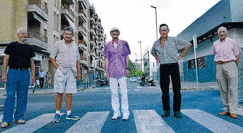 Quatre �Diablos� i el m&agrave;nager. D�esquerra a dreta, Pepe L&oacute;pez, Agust&iacute; Cabarrocas, Teo Arias, Lloren&ccedil; Frigol&eacute; i Pere Rodr&iacute;guez Matas